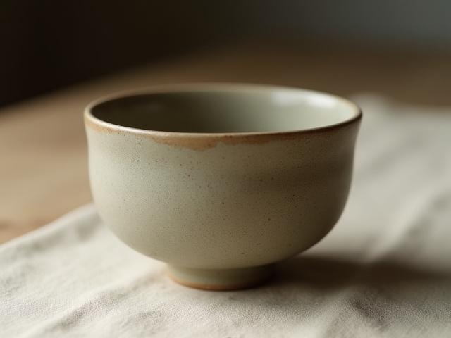 自然な土の風合いが残る、手作りの湯呑